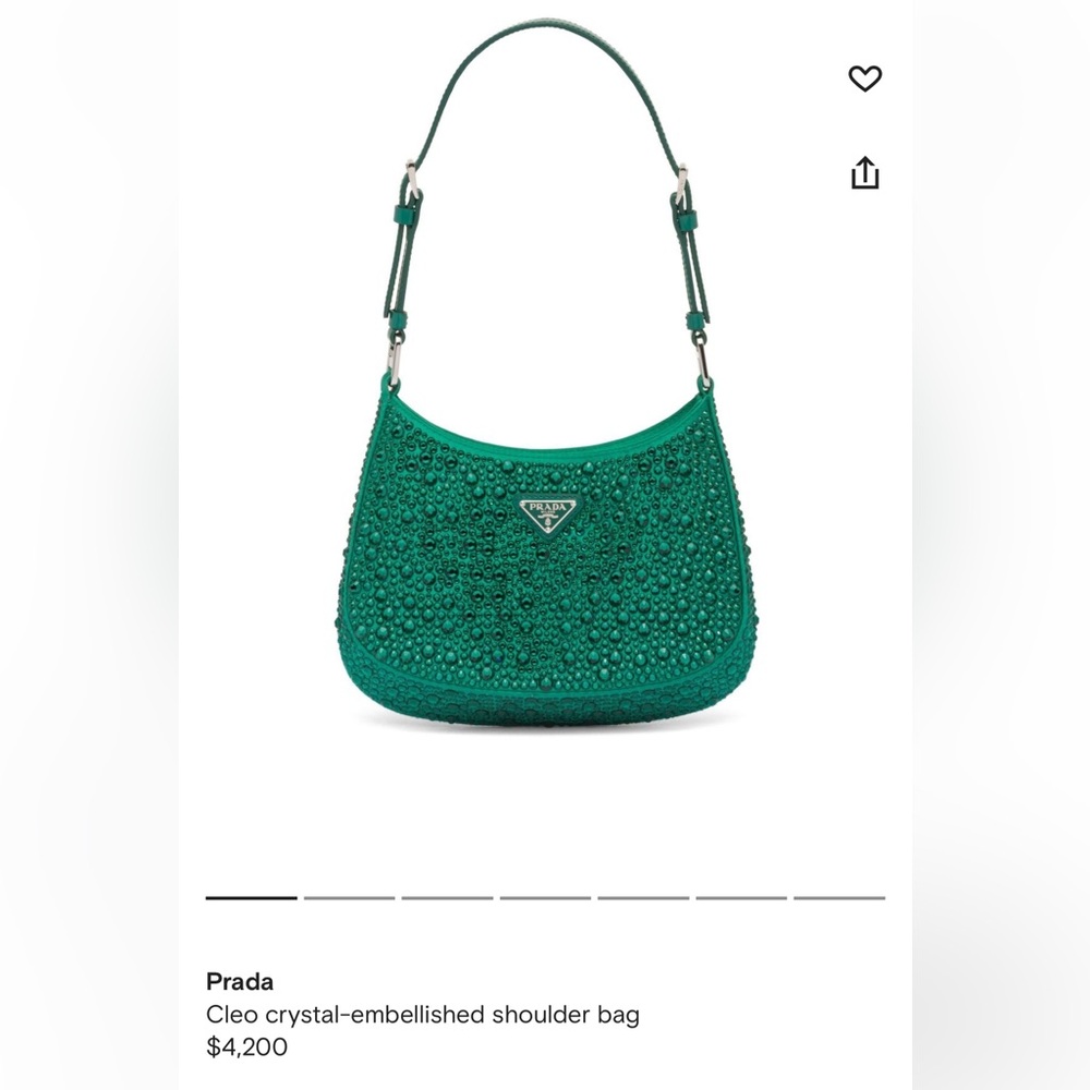 Prada NWT Cleo crystal embellished satin bag